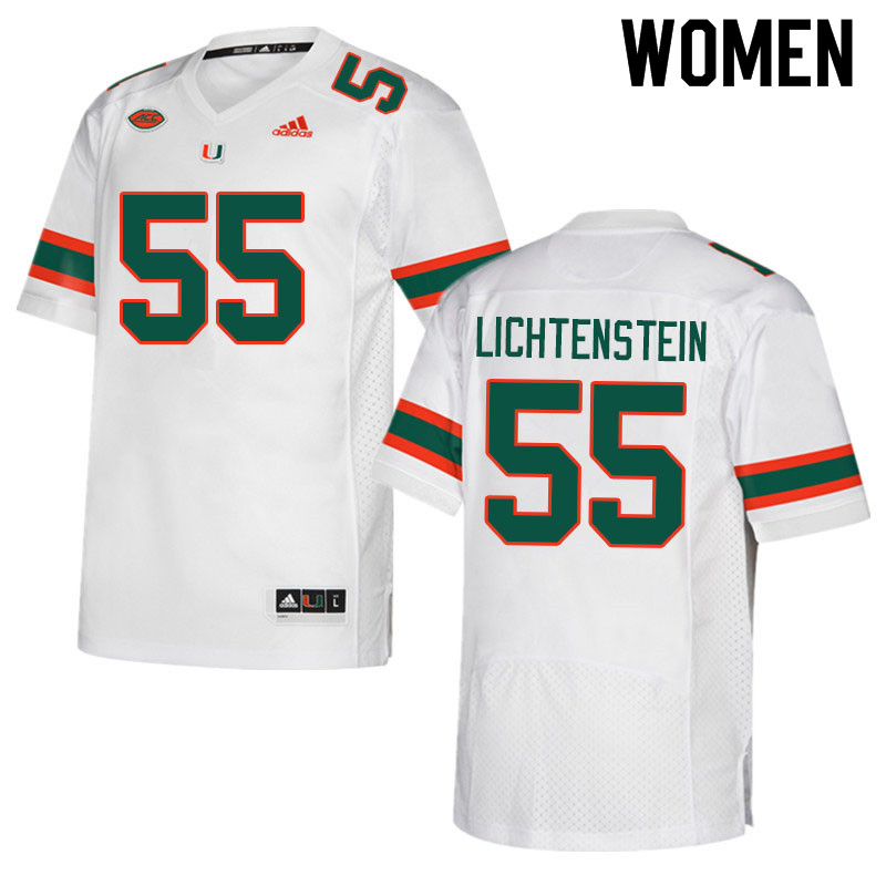 Women #55 Jacob Lichtenstein Miami Hurricanes College Football Jerseys Sale-White